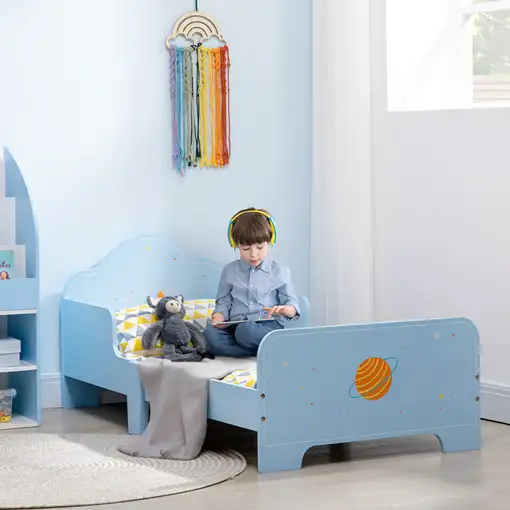 Cama para Niños de 3-6 Años 143x74x59 cm con Barreras de Protección ZONEKIZ
