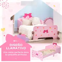 Cama Infantil de Madera 143x74x59 cm para Niños de 3-6 Años Carga 80 kg ZONEKIZ