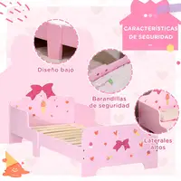 Cama Infantil de Madera 143x74x59 cm para Niños de 3-6 Años Carga 80 kg ZONEKIZ