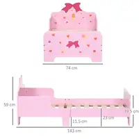 Cama Infantil de Madera 143x74x59 cm para Niños de 3-6 Años Carga 80 kg ZONEKIZ