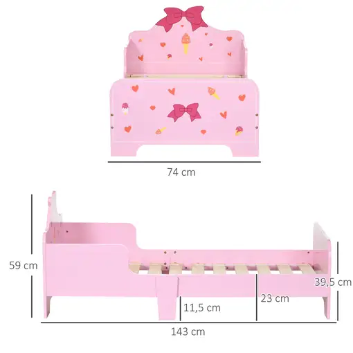 Cama Infantil de Madera 143x74x59 cm para Niños de 3-6 Años Carga 80 kg ZONEKIZ