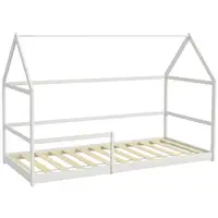 Cama para Niños 90x190 cm en Forma de Casa Carga 60 kg Blanco AIYAPLAY
