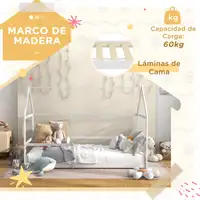 Cama para Niños 90x190 cm en Forma de Casa Carga 60 kg Blanco AIYAPLAY
