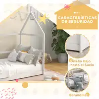 Cama para Niños 90x190 cm en Forma de Casa Carga 60 kg Blanco AIYAPLAY