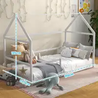 Cama para Niños 90x190 cm en Forma de Casa Carga 60 kg Blanco AIYAPLAY
