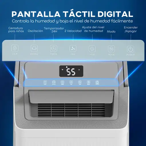 Deshumidificador 35L/día Depósito de Agua 5,5L hasta 40-100㎡ Blanco HOMCOM