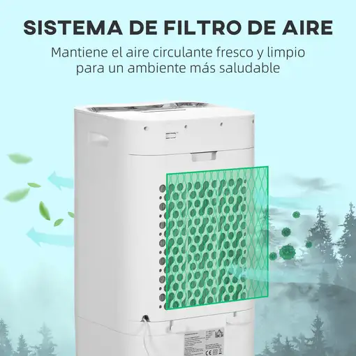 Climatizador Evaporativo blanco, 65 W, 15 L, 74x32x37 cm HOMCOM