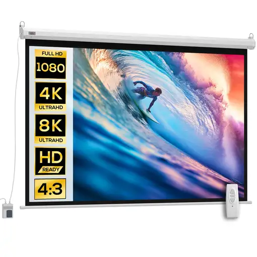 Pantalla del Proyector Eléctrica Portátil Universal 84"4:3 Control Remoto HOMCOM