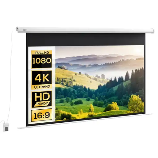 Pantalla de Proyector Eléctrica 84 Pulgadas Formato 16:9 186x105cm Blanco HOMCOM