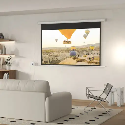 Pantalla de Proyector Eléctrica 84 Pulgadas Formato 16:9 186x105cm Blanco HOMCOM