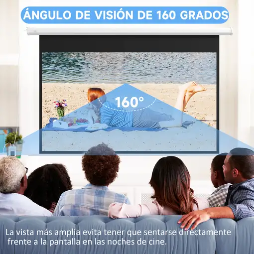 Pantalla de Proyector Eléctrica 84 Pulgadas Formato 16:9 186x105cm Blanco HOMCOM