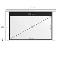 Pantalla de Proyector Eléctrica 84 Pulgadas Formato 16:9 186x105cm Blanco HOMCOM