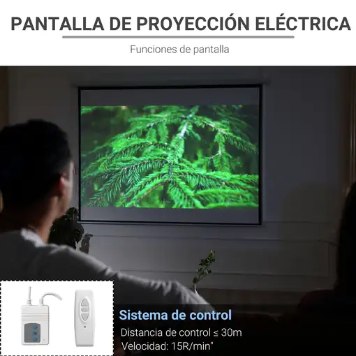 Pantalla de Proyector Eléctrica 120 Pulgadas 244x183 cm Blanco HOMCOM