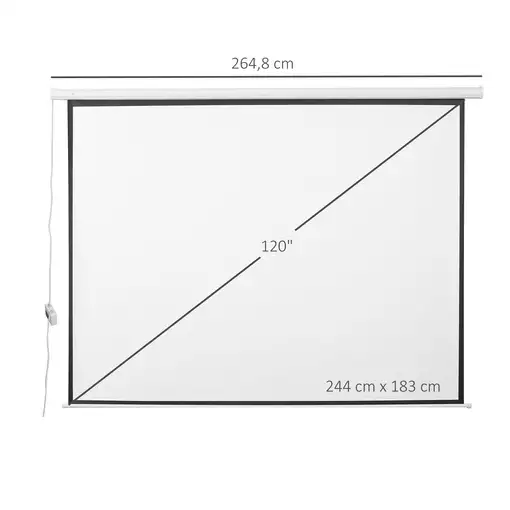 Pantalla de Proyector Eléctrica 120 Pulgadas 244x183 cm Blanco HOMCOM