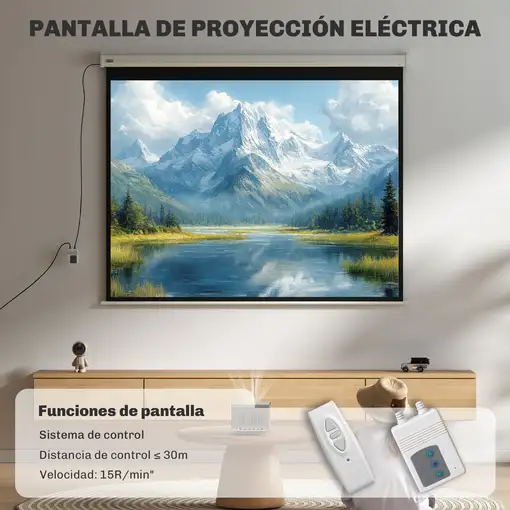 Pantalla de Proyector Eléctrica de 100" 4:3 con Control Remoto HOMCOM