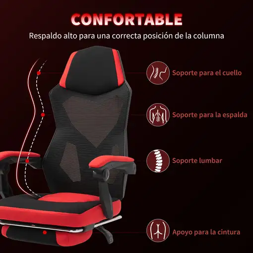 Silla de Oficina Altura Ajustable Reclinable hasta 135 Grados Vinsetto