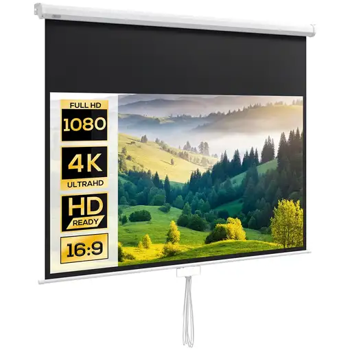Pantalla de Proyector Manual 80 Pulgadas Formato 16:9 172x96 cm Blanco HOMCOM