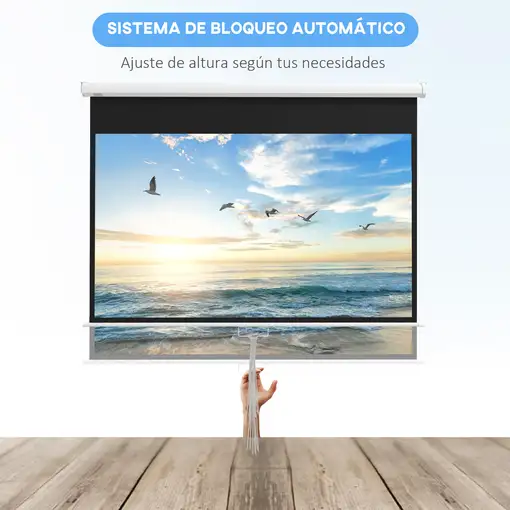 Pantalla de Proyector Manual 80 Pulgadas Formato 16:9 172x96 cm Blanco HOMCOM