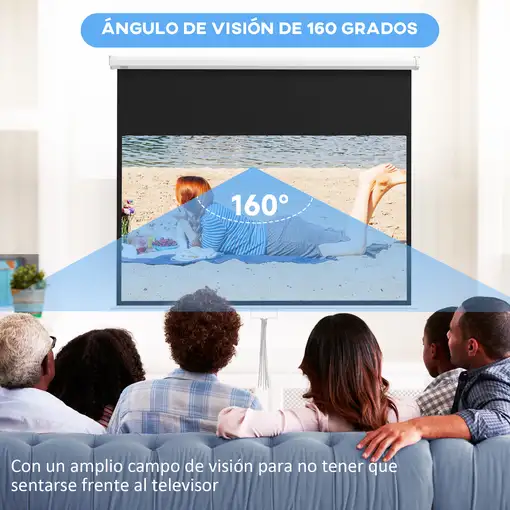 Pantalla de Proyector Manual 80 Pulgadas Formato 16:9 172x96 cm Blanco HOMCOM
