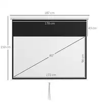 Pantalla de Proyector Manual 80 Pulgadas Formato 16:9 172x96 cm Blanco HOMCOM