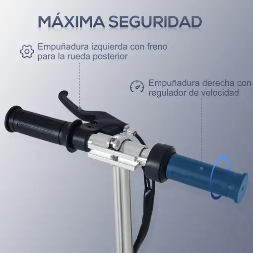 Patinete Eléctrico Plegable para Niños de 7-14 Años Ajustable de 82-93 cm HOMCOM