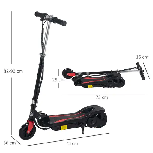Patinete Eléctrico Plegable para Niños de 7-14 Años Ajustable de 82-93 cm HOMCOM