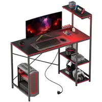 Mesa Gaming con Luces LED 110x50 cm Superficie de Fibra de Carbono Negro HOMCOM Mesa Gaming con Luces LED 110x50 cm Superficie de Fibra de Carbono Negro HOMCOM