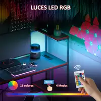 Mesa Gaming con Luces LED 110x50 cm Superficie de Fibra de Carbono Negro HOMCOM Mesa Gaming con Luces LED 110x50 cm Superficie de Fibra de Carbono Negro HOMCOM