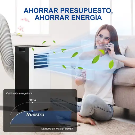 Aire Acondicionado 3 en 1 Portátil 9000 BTU para Habitación 28m² Blanco HOMCOM