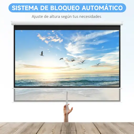 Pantalla de Proyector Manual 120 Pulgadas Formato 16:9 266x149 cm Blanco HOMCOM