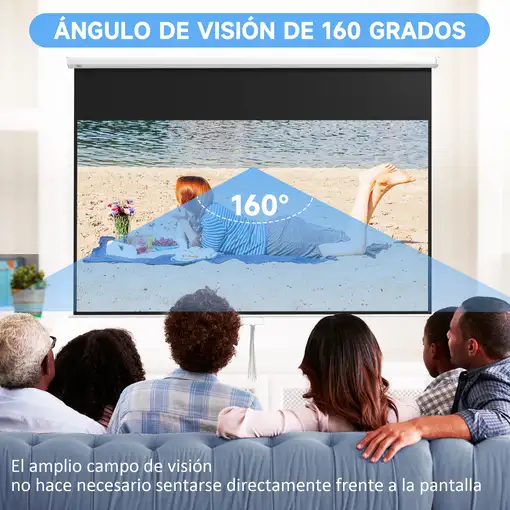 Pantalla de Proyector Manual 120 Pulgadas Formato 16:9 266x149 cm Blanco HOMCOM
