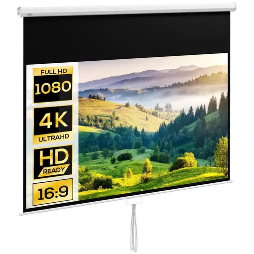 Pantalla de Proyector Manual 100 Pulgadas Formato 16:9 221x124 cm Blanco HOMCOM