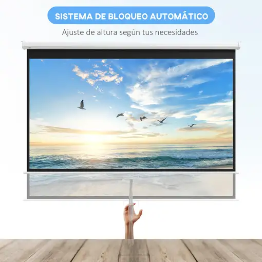Pantalla de Proyector Manual 100 Pulgadas Formato 16:9 221x124 cm Blanco HOMCOM