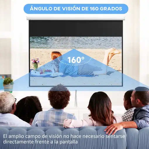 Pantalla de Proyector Manual 100 Pulgadas Formato 16:9 221x124 cm Blanco HOMCOM