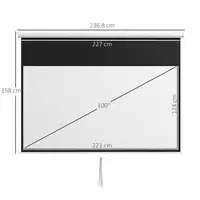 Pantalla de Proyector Manual 100 Pulgadas Formato 16:9 221x124 cm Blanco HOMCOM