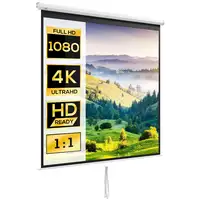 Pantalla de Proyector Manual 99 Pulgadas Formato 1:1 178x178 cm Blanco HOMCOM