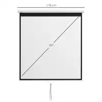 Pantalla de Proyector Manual 99 Pulgadas Formato 1:1 178x178 cm Blanco HOMCOM