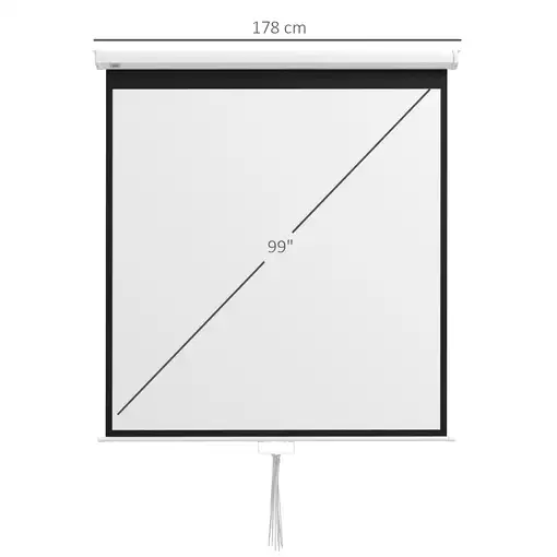 Pantalla de Proyector Manual 99 Pulgadas Formato 1:1 178x178 cm Blanco HOMCOM