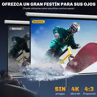 Pantalla Proyector de 84 Pulgadas Formato 4:3 4K Montaje en Pared o Techo HOMCOM