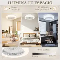 Ventilador de Techo con Luz LED 40 W Motor DC Reversible Blanco HOMCOM Ventilador de Techo con Luz LED 40 W Motor DC Reversible Blanco HOMCOM