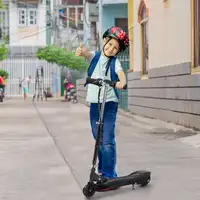 Patinete Eléctrico Niños +7 Años Plegable con Altura Ajustable 50kg Negro HOMCOM