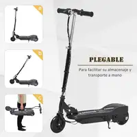 Patinete Eléctrico Niños +7 Años Plegable con Altura Ajustable 50kg Negro HOMCOM
