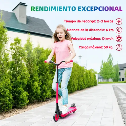 Patinete Eléctrico Plegable Motor 120 W Autonomía 6 KM MAX 10 KM/H Rojo SPORTNOW