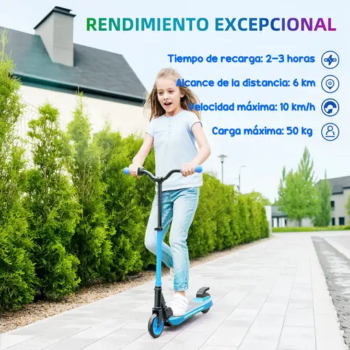 Patinete Eléctrico Plegable Motor 120 W Autonomía 6 KM MAX 10 KM/H Azul SPORTNOW