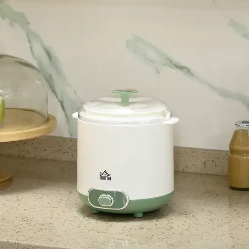 Yogurtera 20 W 1,5L con Indicador de Encendido 19,5x17,5x21,4 cm Blanco HOMCOM