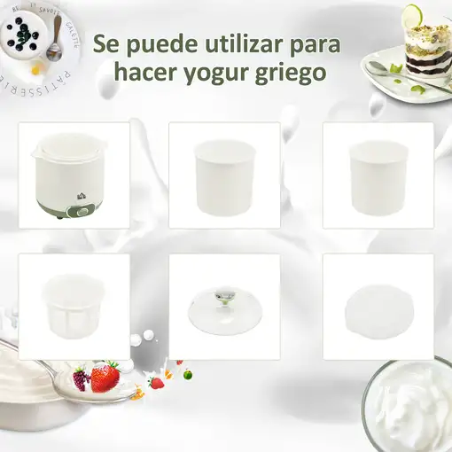 Yogurtera 20 W 1,5L con Indicador de Encendido 19,5x17,5x21,4 cm Blanco HOMCOM