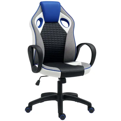 Silla Gaming Ergonómica Multicolor con Detalles en Azul PU y Malla HOMCOM