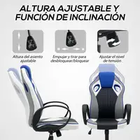 Silla Gamer Giratoria Tapizada en PU con Altura Ajustable Multicolor HOMCOM Silla Gamer Giratoria Tapizada en PU con Altura Ajustable Multicolor HOMCOM