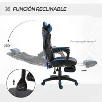Silla Gaming Ergonómica Oficina Respaldo Regulable 65x70x117-125cm Azul Vinsetto Silla Gaming Ergonómica Oficina Respaldo Regulable 65x70x117-125cm Azul Vinsetto