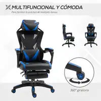 Silla Gaming Ergonómica Oficina Respaldo Regulable 65x70x117-125cm Azul Vinsetto Silla Gaming Ergonómica Oficina Respaldo Regulable 65x70x117-125cm Azul Vinsetto